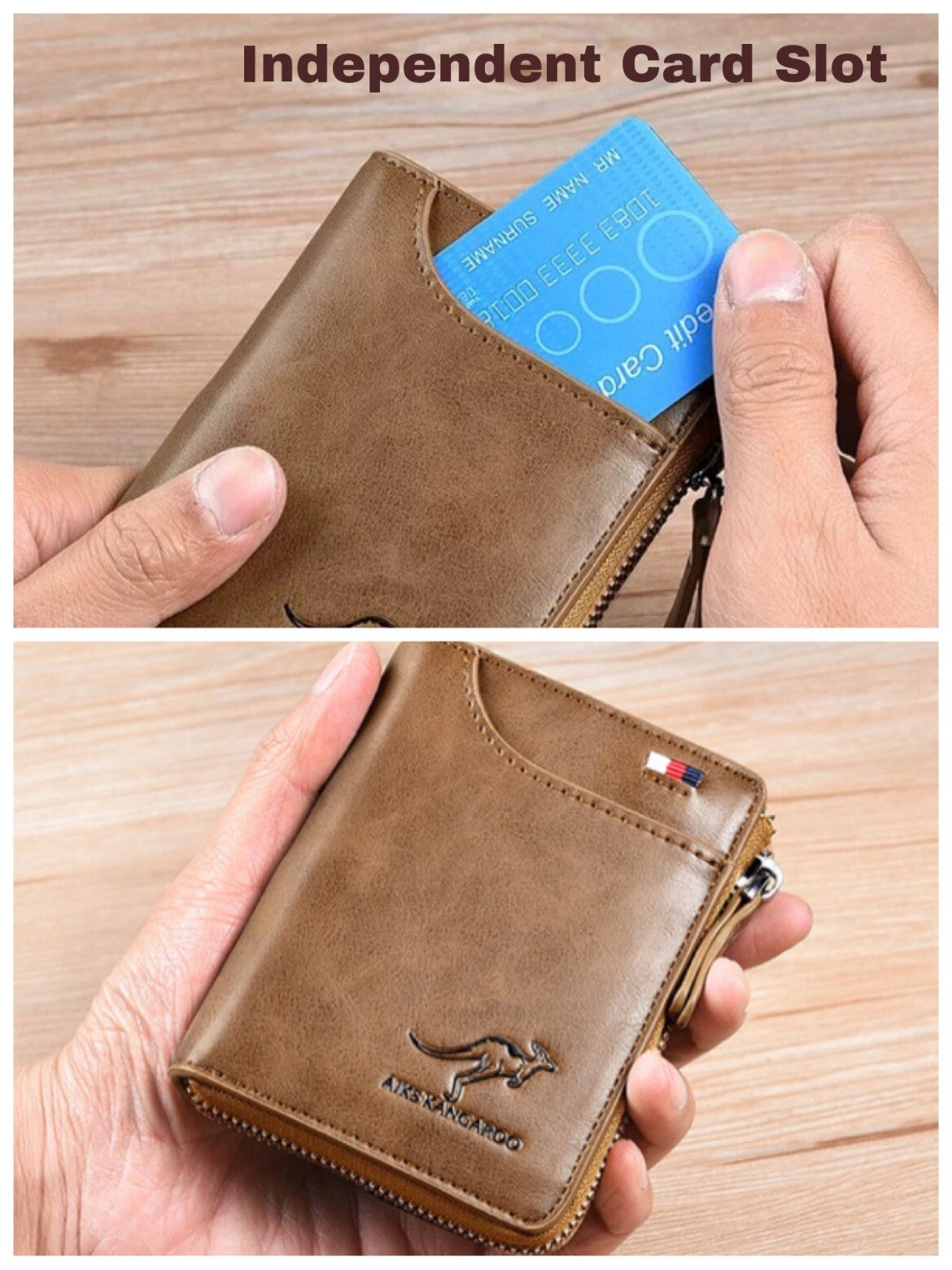 Mens RFID Blocking Leather Wallet Credit Card ID Holder Zipper Purse Waterproof