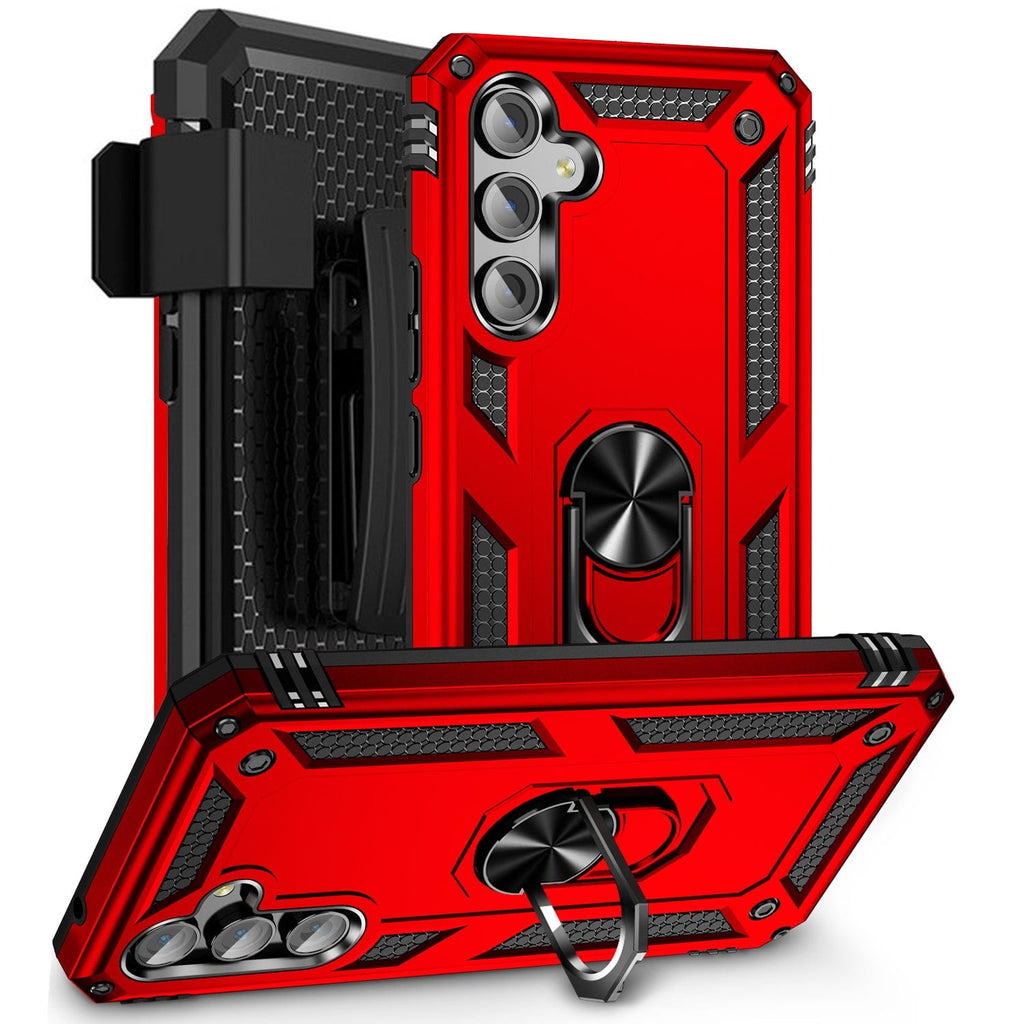 Military Kickstand Series with Belt Clip Case for Samsung Galaxy A54 5G - Red