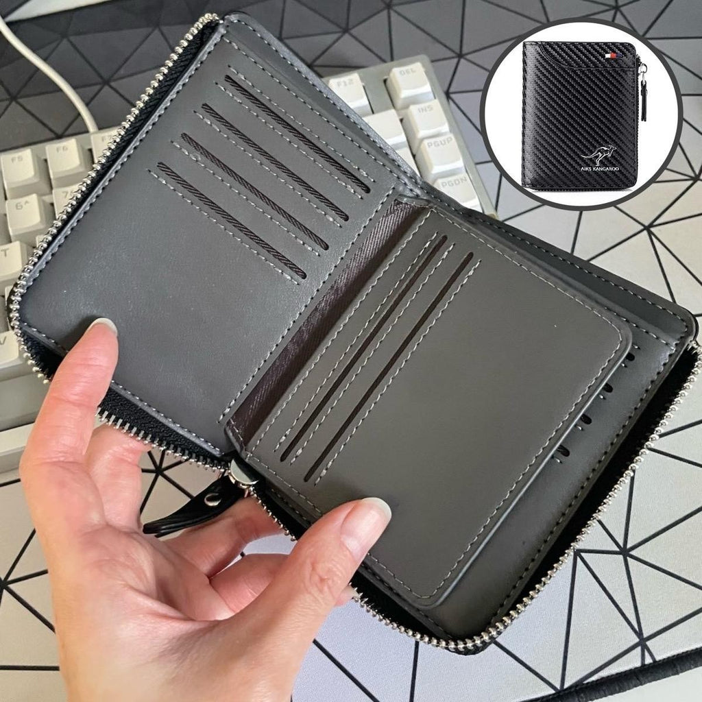 Mens RFID Blocking Leather Wallet Credit Card ID Holder Zipper Purse Waterproof