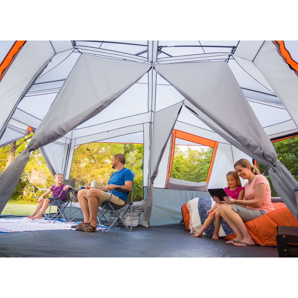 20 Ft X 18 Ft 12-Person 3-Room Instant Cabin Tent with Screen Room, 56.5 Lbs