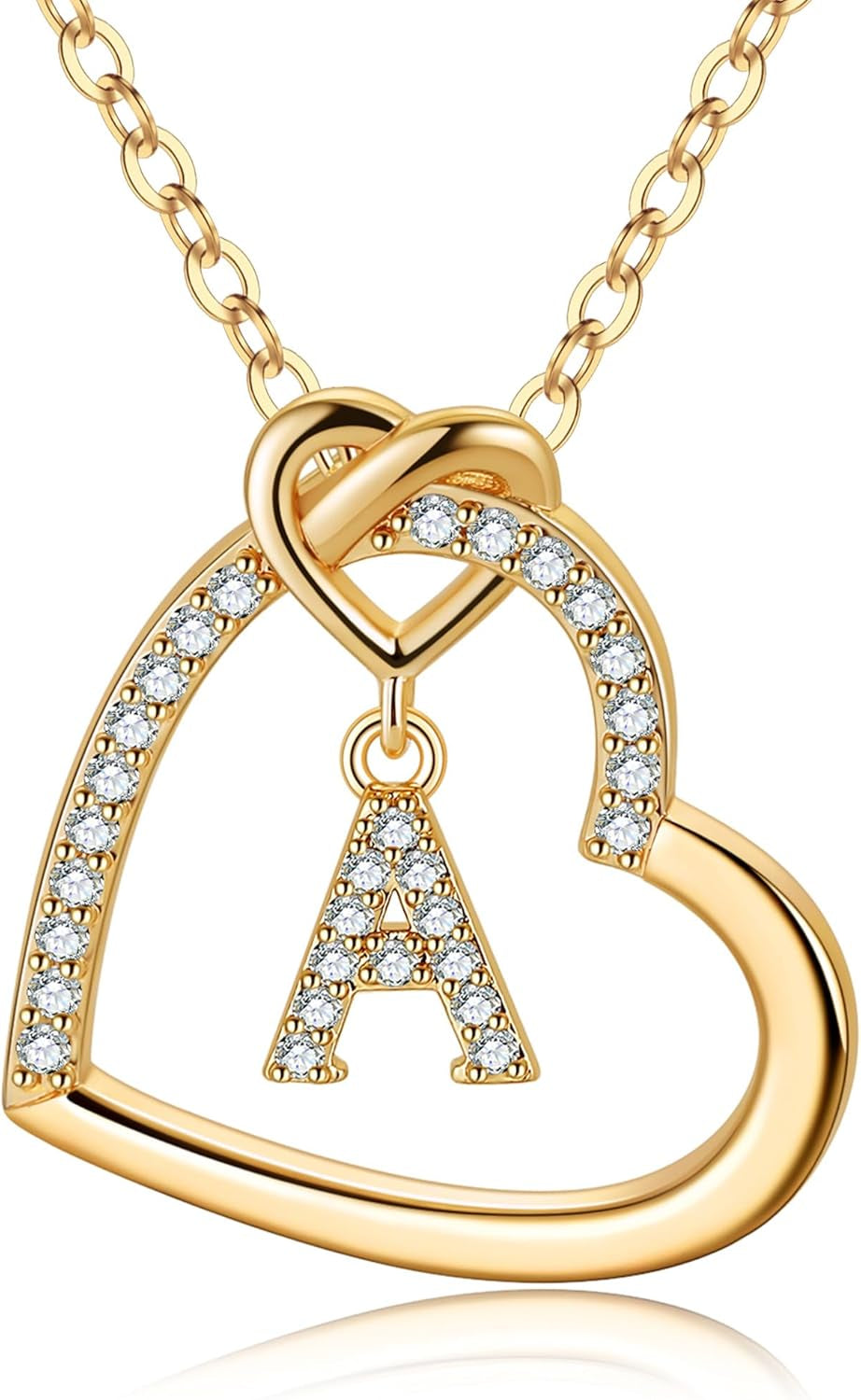 Stocking Stuffers - Heart Initial Necklaces for Women Jewelry Gift