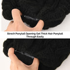 Ponytail Beanies for Women Messy Bun Winter Hat with Tail Hole Warm Lined Knit Skull Beanie Outdoor Runner Cap