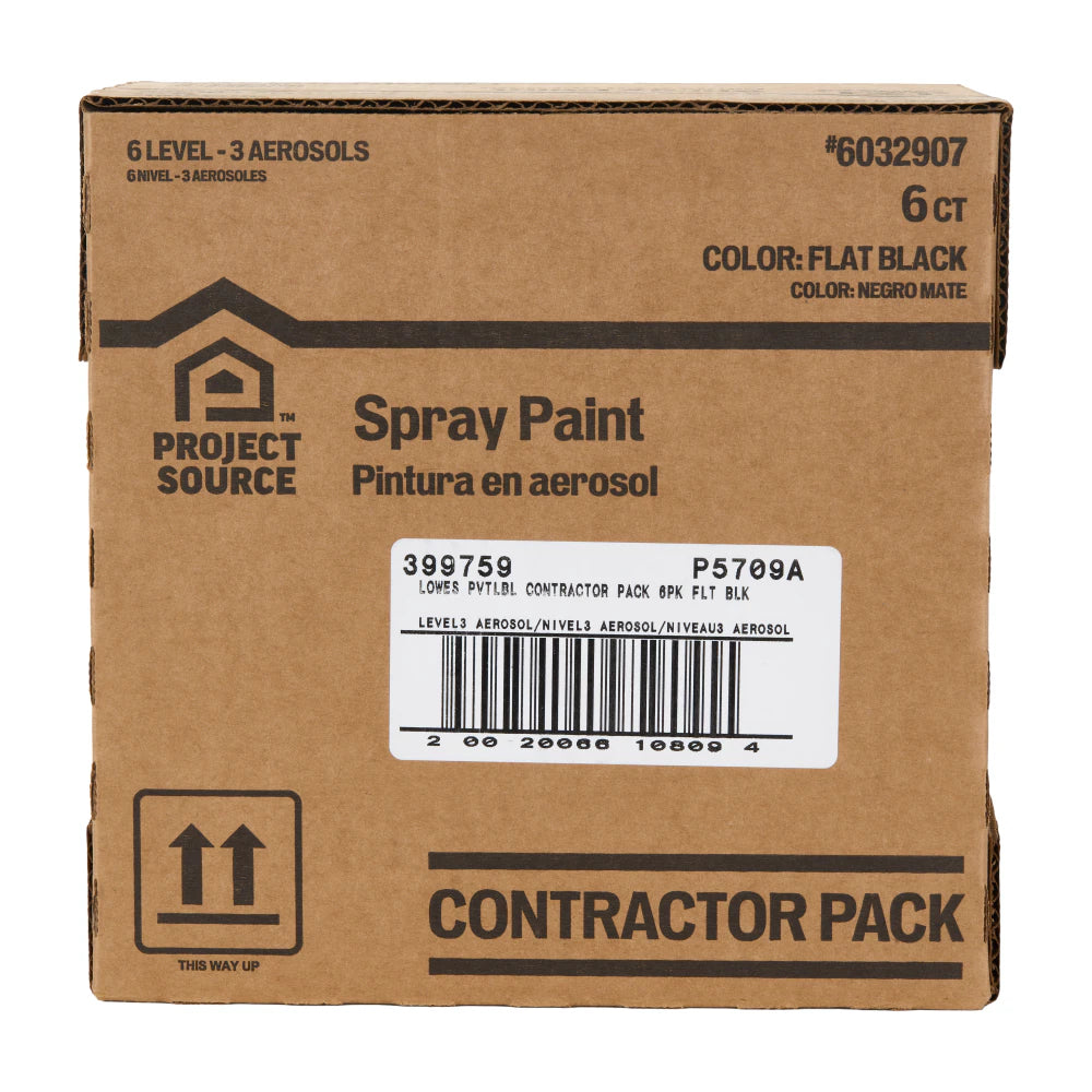 Flat Black Oil-Based Spray Paint ( NET WT. 10-Oz ) 6 -Pack