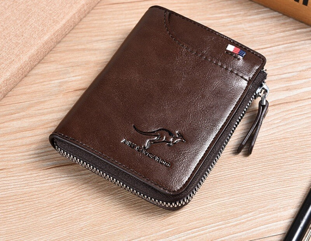 Mens RFID Blocking Leather Wallet Credit Card ID Holder Zipper Purse Waterproof