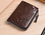 Mens RFID Blocking Leather Wallet Credit Card ID Holder Zipper Purse Waterproof