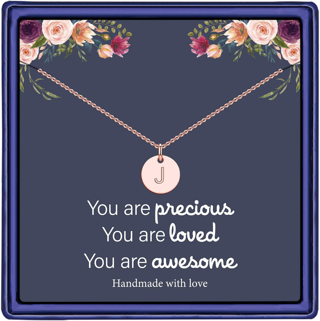 Stocking Stuffers - Disc Initial Necklaces for Girls Jewelry Gifts