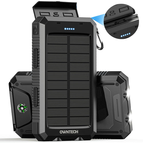 20000Mah Portable Power Bank Solar Charger for Cell Phone and Android, Solar Phone Chargers with Dual 5V USB Ports and 2 Led Flashlight