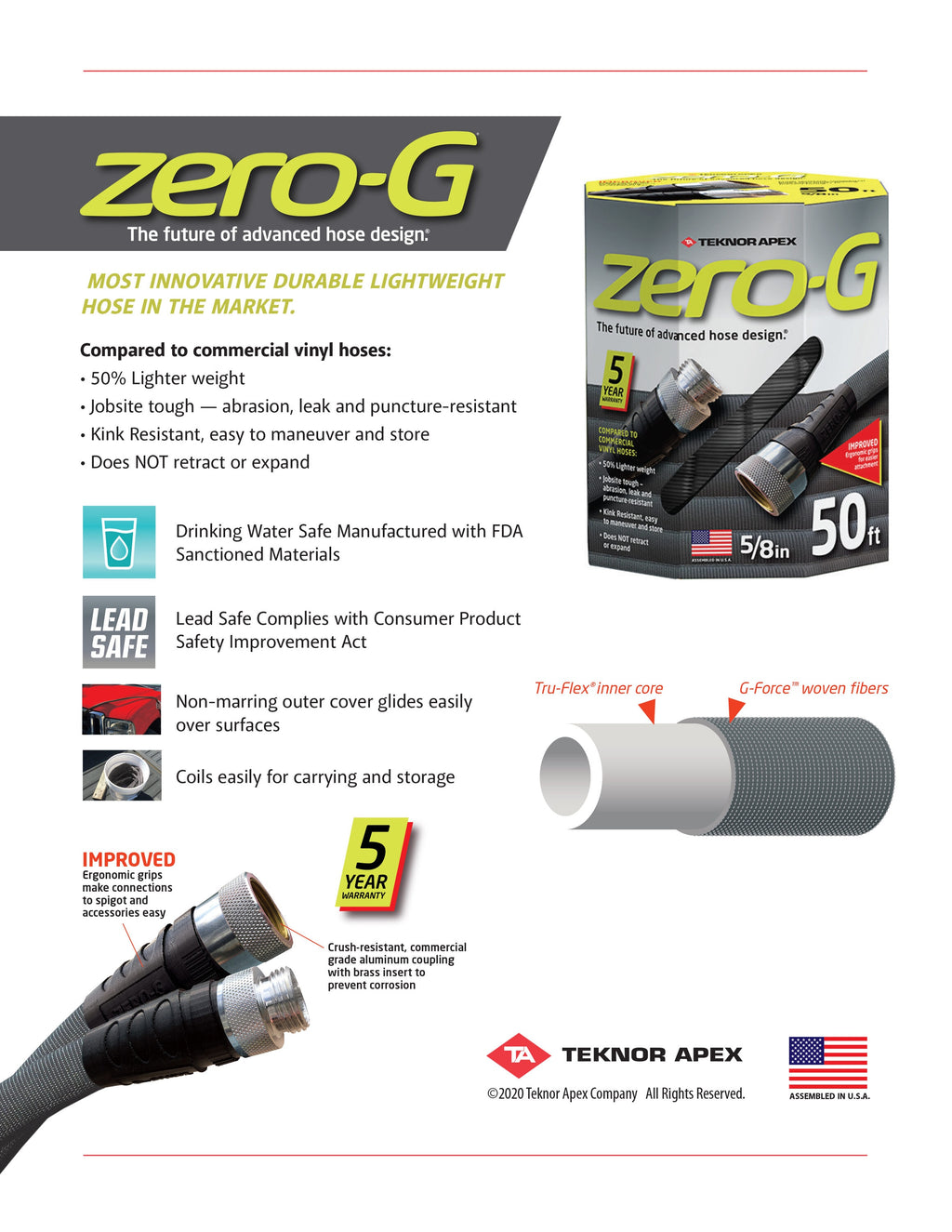 Teknor Apex 5/8-In X 50-Ft Premium -Duty Kink Free Woven Gray Hose