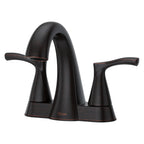Masey Brushed Nickel 4-In Centerset 2-Handle Bathroom Sink Faucet with Drain Included with Deck Plate Included