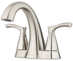 Masey Brushed Nickel 4-In Centerset 2-Handle Bathroom Sink Faucet with Drain Included with Deck Plate Included