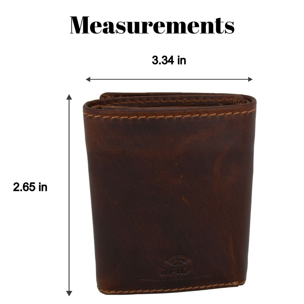 Cazoro Mens RFID Blocking Hunter Leather Credit Card ID Trifold Wallet