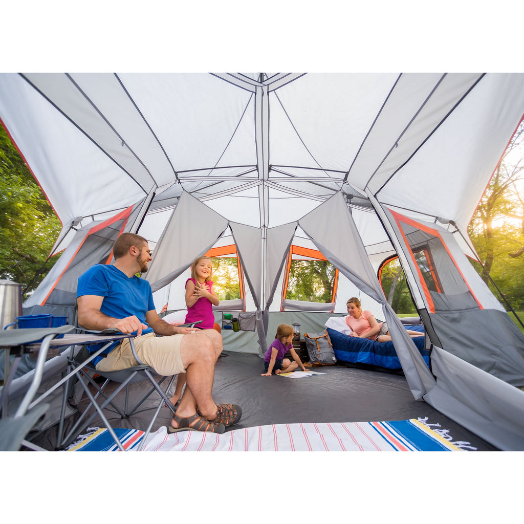 20 Ft X 18 Ft 12-Person 3-Room Instant Cabin Tent with Screen Room, 56.5 Lbs