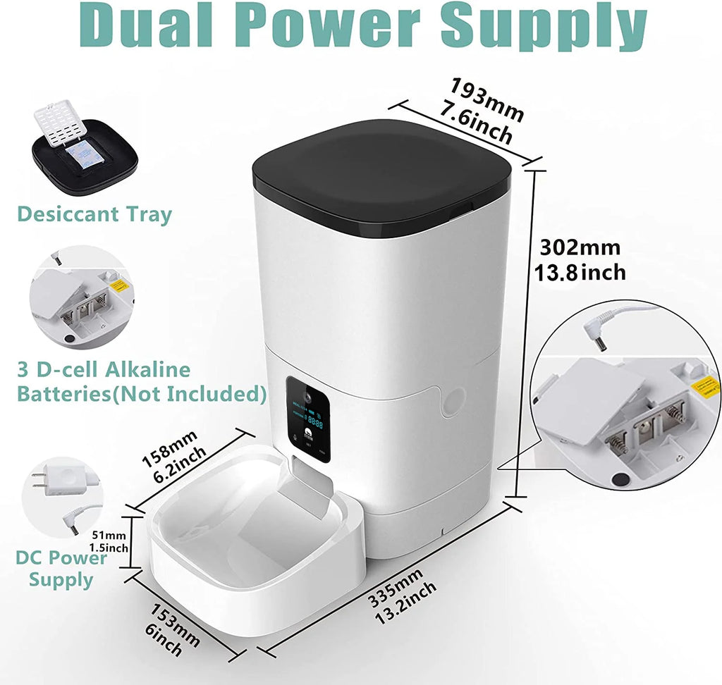 6L Automatic Pet Feeder with Camera & App Control for Cats and Dogs