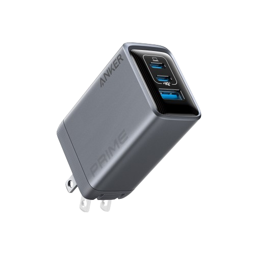 Anker Prime Charger, 100W multi-device fast charger with 3 ports and GaN technology.
