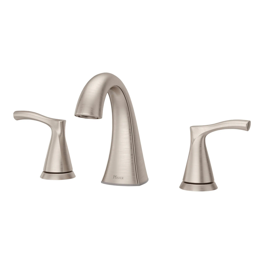 Masey Brushed Nickel 4-In Centerset 2-Handle Bathroom Sink Faucet with Drain Included with Deck Plate Included