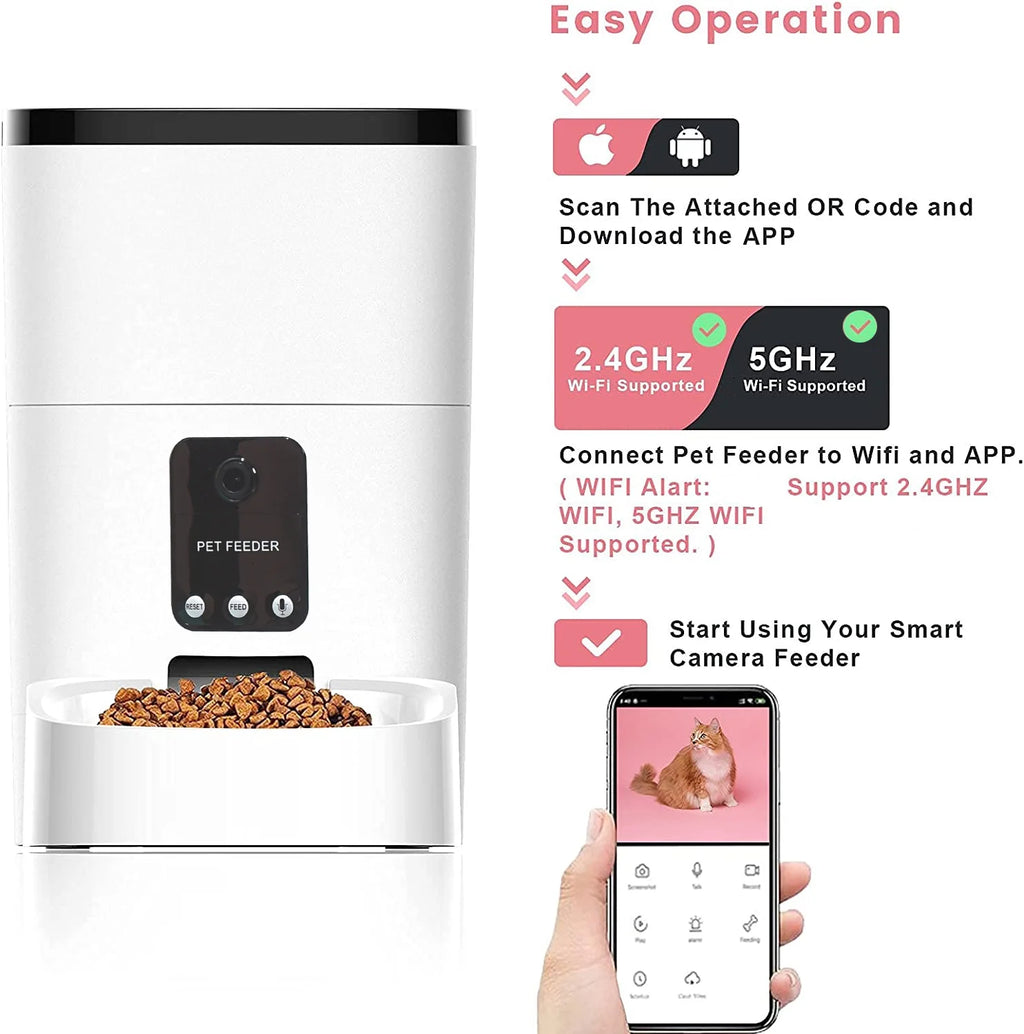 6L Automatic Pet Feeder with Camera & App Control for Cats and Dogs