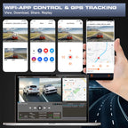 3 Channel Dash Cam Front and Rear, 4K/2.5K + 1080P Premium Car Camera for Cars with Wi-Fi GPS, Night Vision, 3.16" IPS Touchscreen, 24H Parking Mode, WDR, Type-C, 64GB SD Card Included