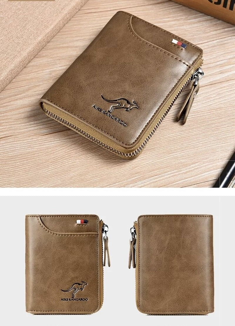 Mens RFID Blocking Leather Wallet Credit Card ID Holder Zipper Purse Waterproof