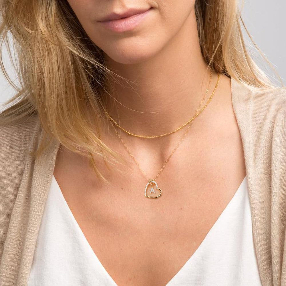 Stocking Stuffers - Heart Initial Necklaces for Women Jewelry Gift