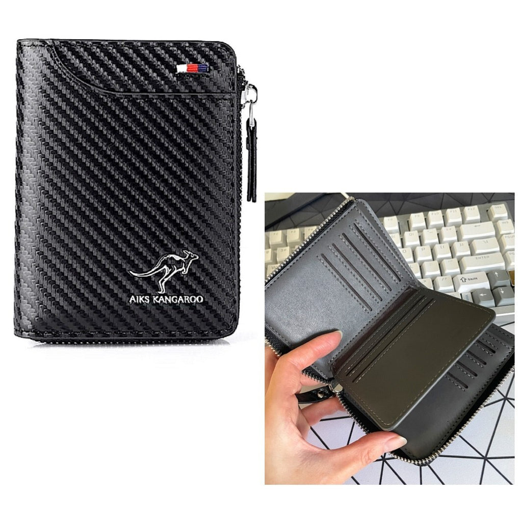 Mens RFID Blocking Leather Wallet Credit Card ID Holder Zipper Purse Waterproof