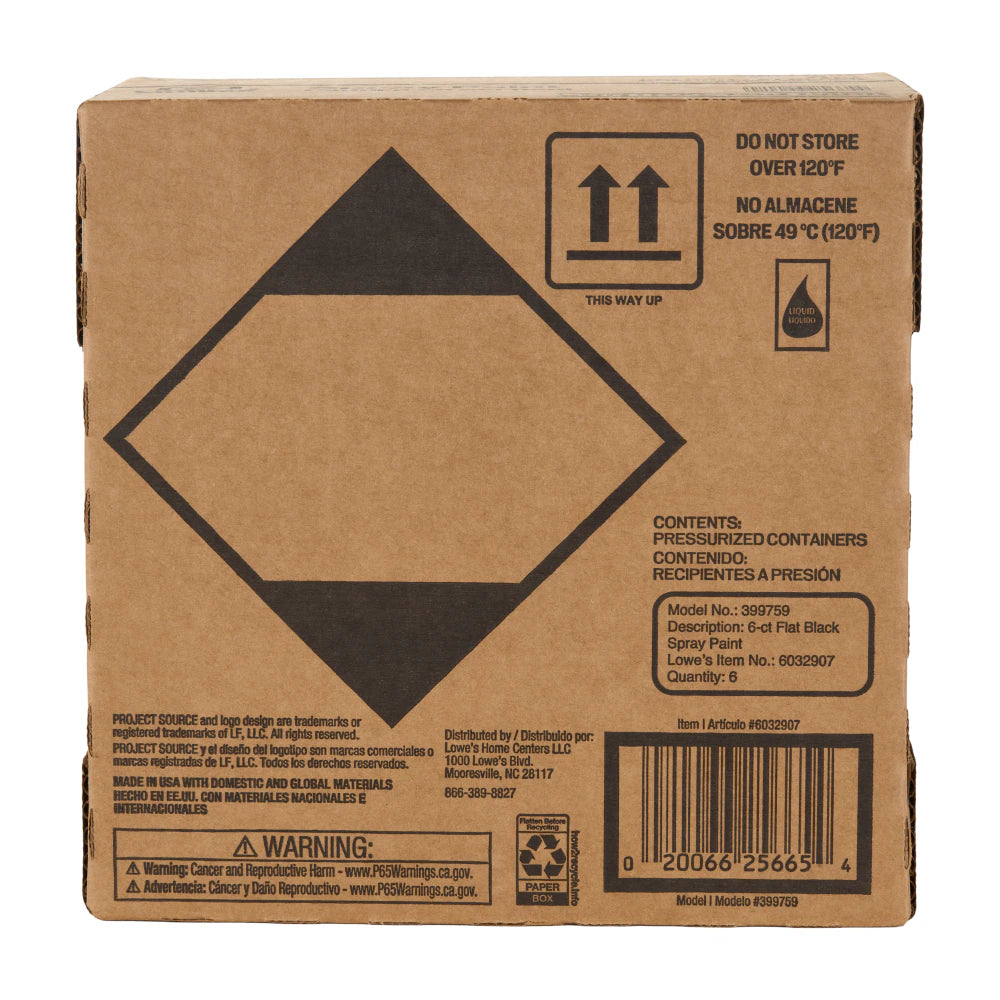 Flat Black Oil-Based Spray Paint ( NET WT. 10-Oz ) 6 -Pack