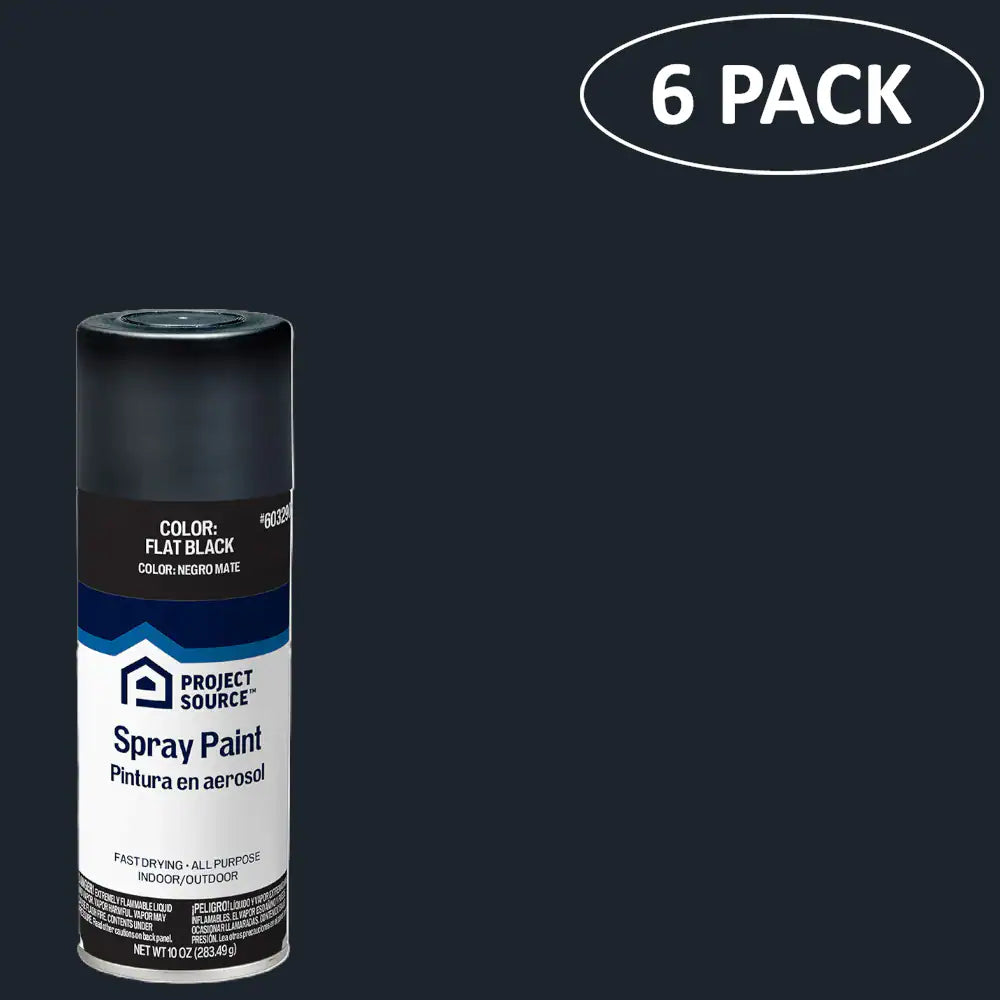 Flat Black Oil-Based Spray Paint ( NET WT. 10-Oz ) 6 -Pack