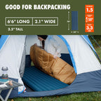 Adult Inflatable Camp Sleeping Pad, Blue, 78 in X 25 in X 3.5 In